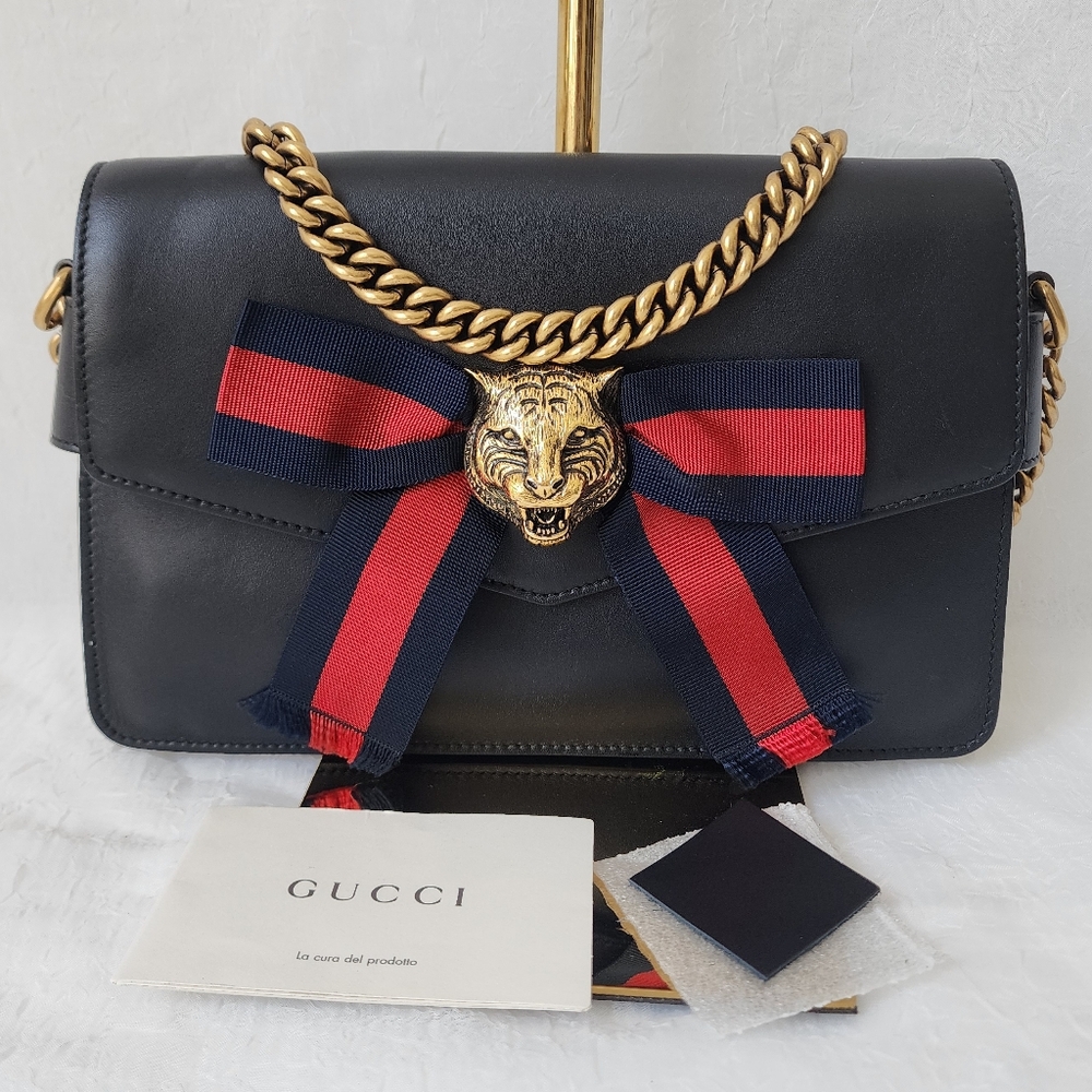 Auth Gucci Nappa Tiger Broadway Shoulder Bag